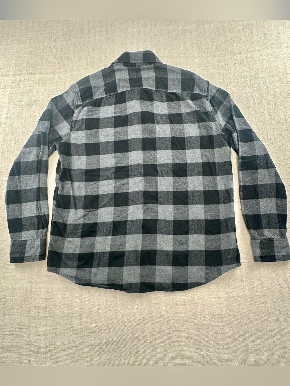 Vintage American Eagle Mens L Buffalo Plaid Flannel Shirt Black Gray 100% Cotton - Picture 2 of 9